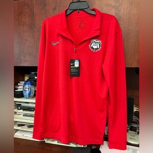 Nike Red Long Sleeve Quarter-Zip Georgia Bulldogs Dri-fit Shirt